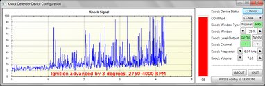 Knock Defender Screenshot - induced knock by 3 degrees advance ignition
